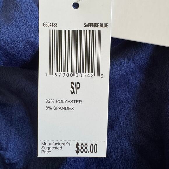 Magaschoni Velour Cowl Neck Sapphire Blue Sweater Sporty Granny Cozy NWT Size SM - Picture 5 of 11